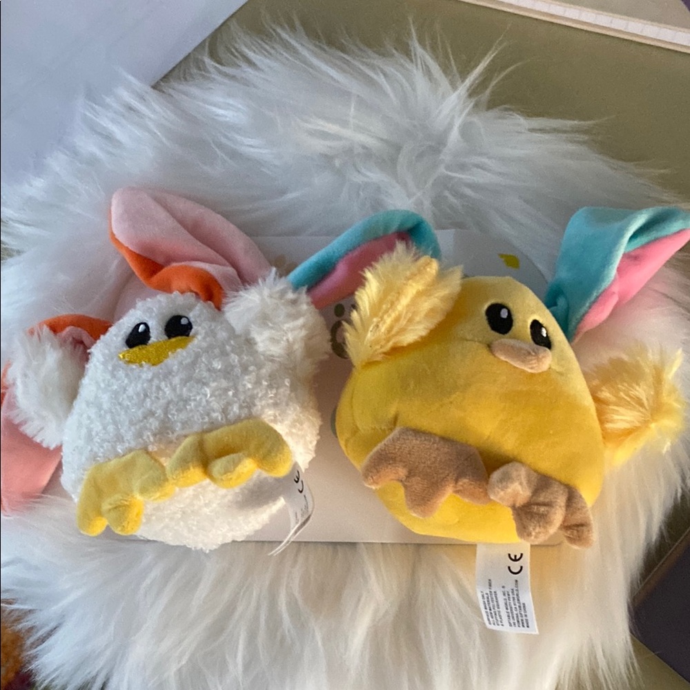 NWT dog toys Cute Plush Chick and Bunny Set